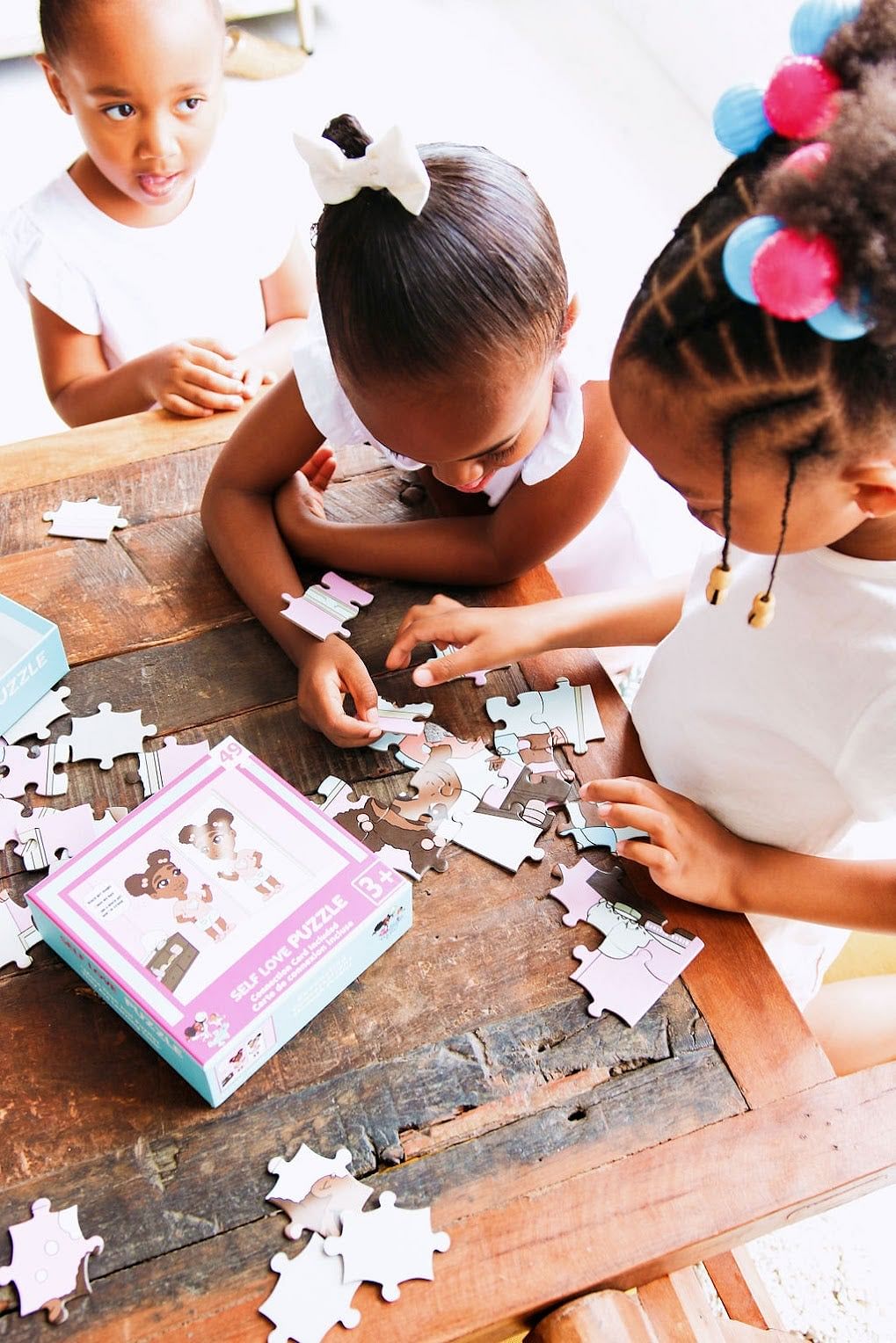 Little Girls doing Self Love Girl Puzzle